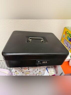 Black Combination Lock Cash Box - Secure Metal Storage